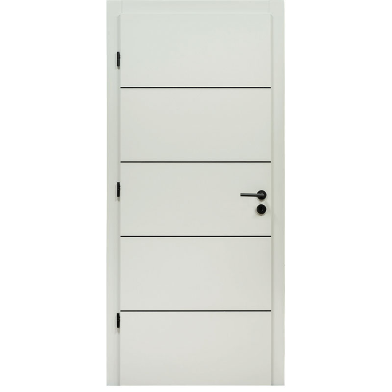 Porte plane MDF. Coloris : RAL 7047. Option : 4 inserts noirs 8 x 2