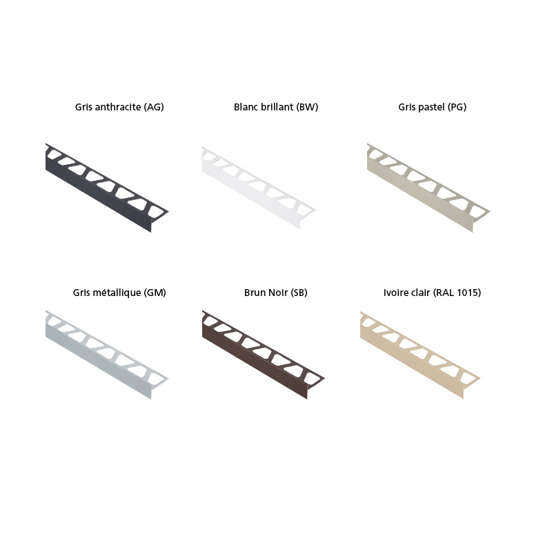 Coloris pour les profilés de finition BAR-RTC de Schluter