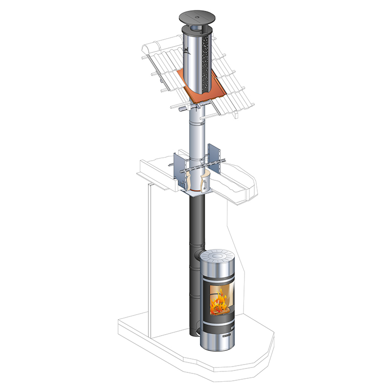 Raccordement avec sortie horizontale POUJOULAT pour poêles à granulés étanc