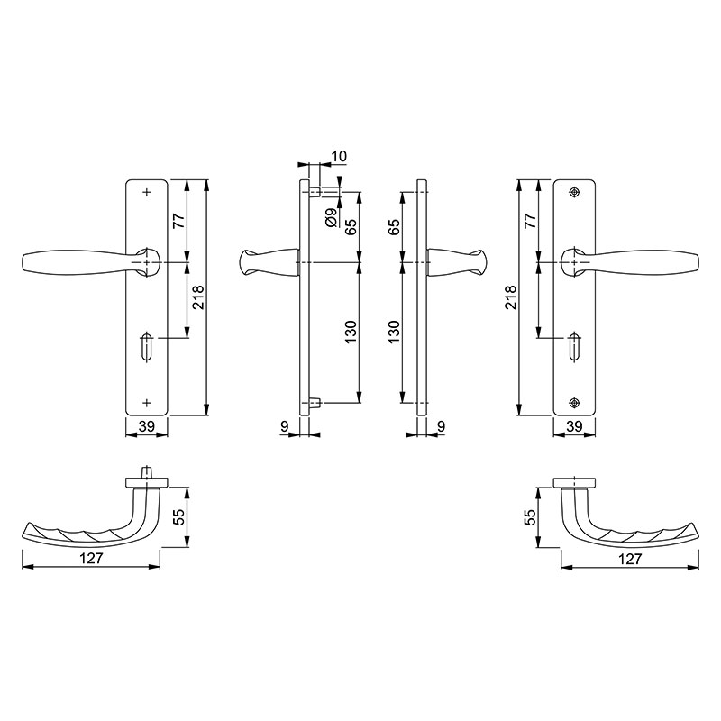 Schéma poignée de porte New-York Inox Mat de HOPPE