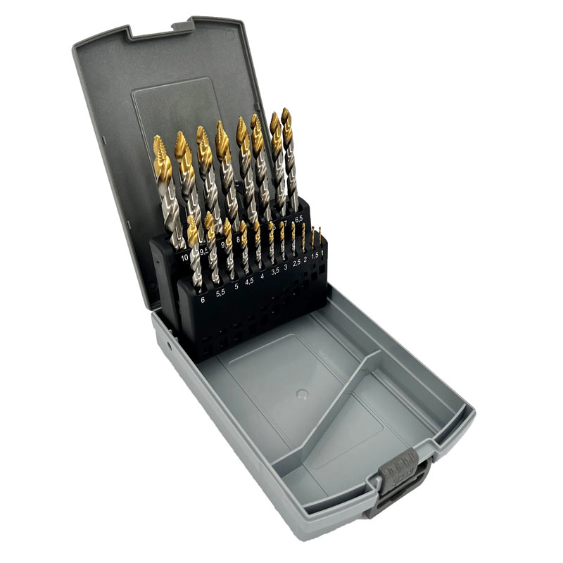outils electroportatifs coffret 19 forets hss pointe etagee d'alphacoupe