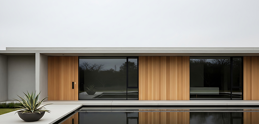 Lambris extérieur en bois sur façade de maison
