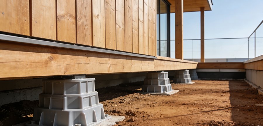 terrasse bois sur plots béton