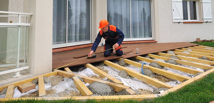 terrasse bois sur plots béton