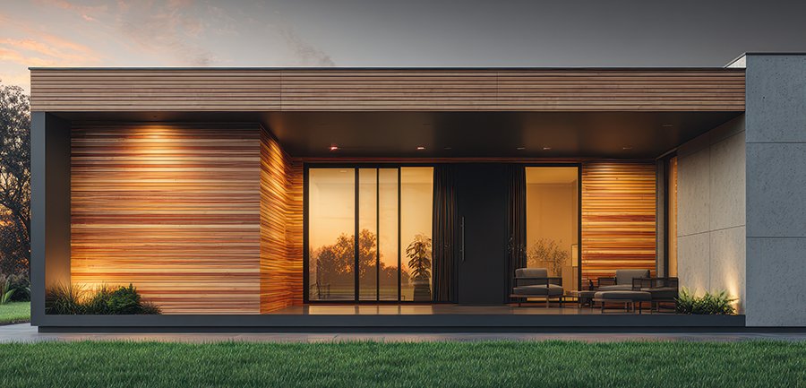 Lambris extérieur en bois sur façade de maison
