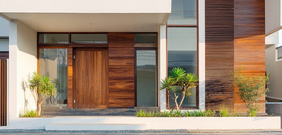 Lambris extérieur en bois sur façade de maison