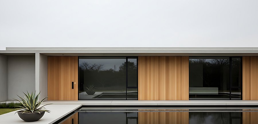 Lambris extérieur en bois sur façade de maison