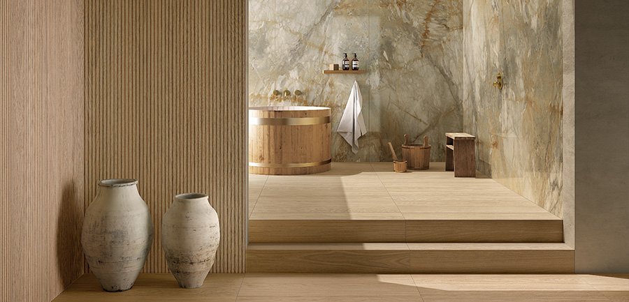 Pourquoi associer faïence et carrelage imitation parquet
